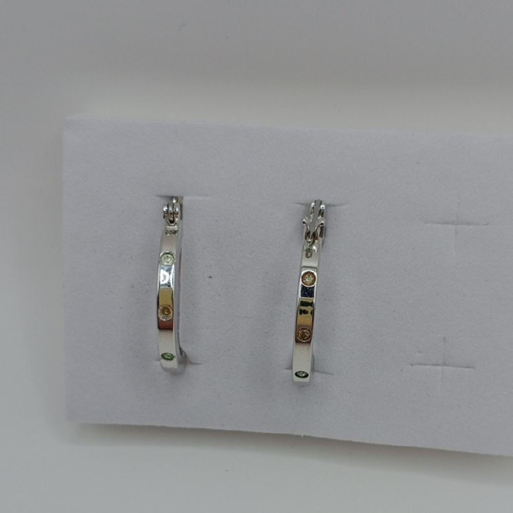 Atelier Swarovski Silver and Gold Minimalist Hoop Earrings